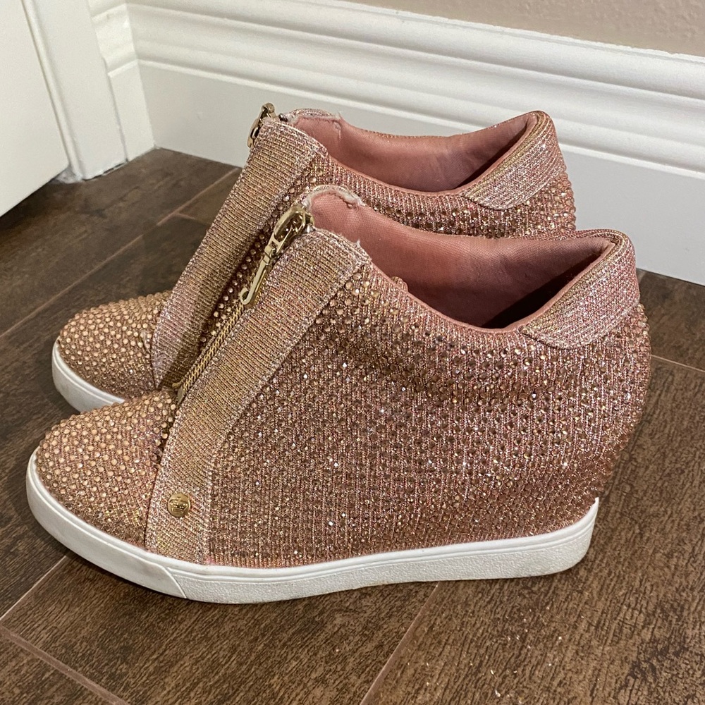 Juicy Couture Bling Rose Gold Wedges - Size 7.5